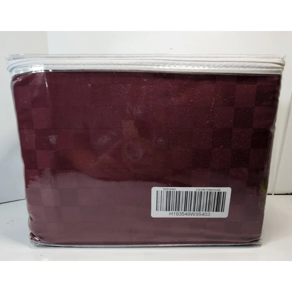 QVC Northern Nights 100% Supima Cotton KING Sheet Set Burgandy Wine Cordovan